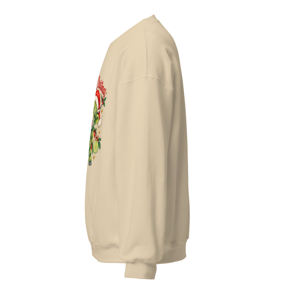 Mellow Moonfish Christmas Lime Cow sweatshirt in Sand — product mockup