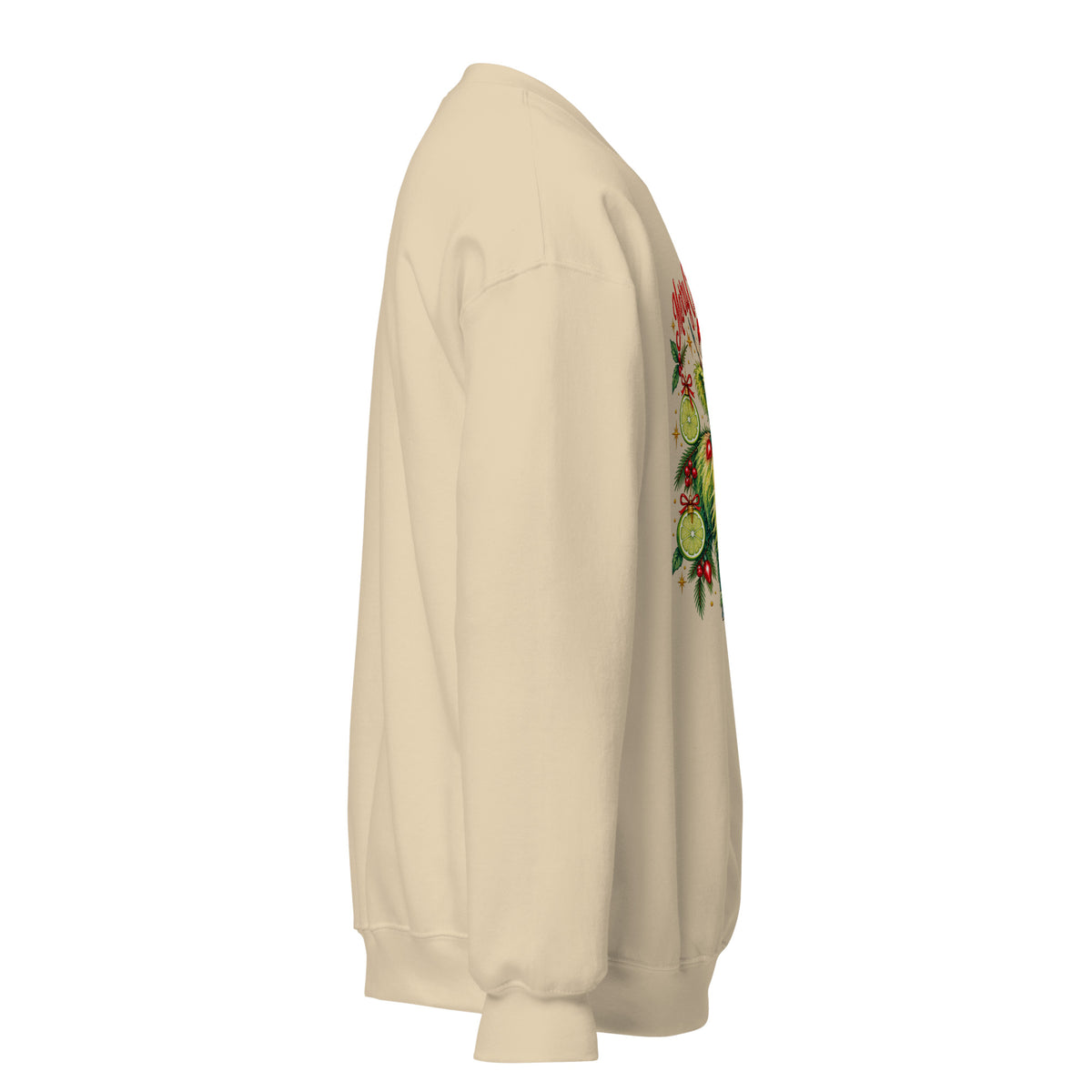 Mellow Moonfish Christmas Lime Cow sweatshirt in Sand — product mockup